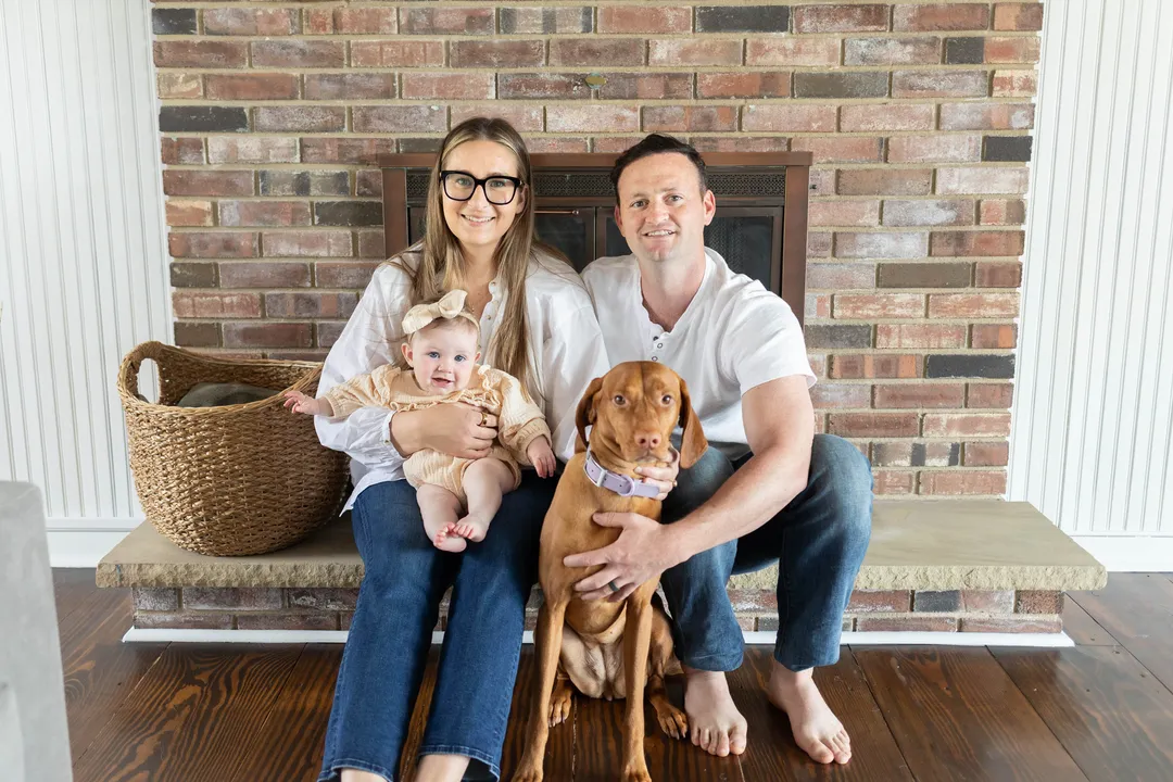 Michael O'Donnell at home in Doylestown, PA with his family and dog.